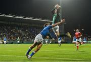 9 February 2018; James McCarthy of Ireland catches a high ball ahead of Tommaso Coppo of Italy to score his side's fourth try during the U20 Six Nations Rugby Championship match between Ireland and Italy at Donnybrook Stadium, in Dublin. Photo by Piaras Ó Mídheach/Sportsfile