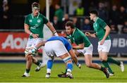 9 February 2018; Ronan Kelleher of Ireland is tackled by Niccolò Cannone of Italy during the U20 Six Nations Rugby Championship match between Ireland and Italy at Donnybrook Stadium, in Dublin. Photo by Piaras Ó Mídheach/Sportsfile