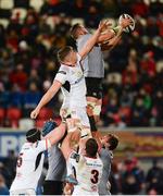 9 February 2018; Ruan Lerm of Southern Kings takes the lineout ahead of against Matthew Rea of Ulster during the Guinness PRO14 Round 14 match between Ulster and Southern Kings at Kingspan Stadium in Belfast. Photo by Oliver McVeigh/Sportsfile