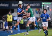 9 February 2018; Tommaso Coppo of Italy, supported by team-mate Niccolò Casilio, right, in action against Peter Sullivan of Ireland during the U20 Six Nations Rugby Championship match between Ireland and Italy at Donnybrook Stadium, in Dublin. Photo by Piaras Ó Mídheach/Sportsfile
