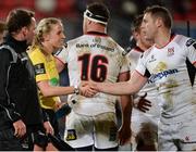 9 February 2018; Referee Joy Neville shakes hands with Darren Cave of Ulster after the Guinness PRO14 Round 14 match between Ulster and Southern Kings at Kingspan Stadium in Belfast. Photo by Oliver McVeigh/Sportsfile