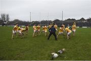28 January 2018; The Antrim team warm down after the Allianz Hurling League Division 1B Round 1 match between Galway and Antrim at Pearse Stadium in Galway. Photo by Daire Brennan/Sportsfile