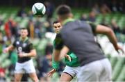 10 February 2018; Jonathan Sexton in the warm-up prior to the Six Nations Rugby Championship match between Ireland and Italy at the Aviva Stadium in Dublin.Photo by Brendan Moran/Sportsfile
