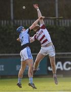 10 February 2018; Gerald Butler of Slaughtneil in action against Jerome Boylan of Na Piarsaigh during the AIB GAA Hurling All-Ireland Senior Club Championship Semi-Final match between Na Piarsaigh and Slaughtneil at Parnell Park in Dublin. Photo by Eóin Noonan/Sportsfile