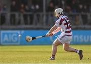 10 February 2018; Cormac O'Dohertry of Slaughtneil scoring a penalty for his side during the AIB GAA Hurling All-Ireland Senior Club Championship Semi-Final match between Na Piarsaigh and Slaughtneil at Parnell Park in Dublin. Photo by Eóin Noonan/Sportsfile