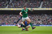 10 February 2018; Jacob Stockdale of Ireland is tackled by Matteo Minozzi of Italy during the Six Nations Rugby Championship match between Ireland and Italy at the Aviva Stadium in Dublin.Photo by Brendan Moran/Sportsfile