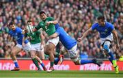 10 February 2018; Bundee Aki of Ireland is tackled by Dean Budd of Italy during the Six Nations Rugby Championship match between Ireland and Italy at the Aviva Stadium in Dublin. Photo by Brendan Moran/Sportsfile