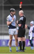 10 February 2018; Conor Boylan of Na Piarsaigh is shown a red card by John Keenan during the AIB GAA Hurling All-Ireland Senior Club Championship Semi-Final match between Na Piarsaigh and Slaughtneil at Parnell Park in Dublin. Photo by Eóin Noonan/Sportsfile