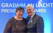 9 February 2018; Uachtarán Chumann Lúthchleas Gael Aogán Ó Fearghail with Joan Cooney during the GAA President's Awards 2017 at Croke Park in Dublin. Photo by Eóin Noonan/Sportsfile
