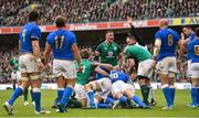 10 February 2018; Andrew Porter of Ireland celebrates as team mate Rory Best, hidden, scores their side's sixth try during the Six Nations Rugby Championship match between Ireland and Italy at the Aviva Stadium in Dublin. Photo by David Fitzgerald/Sportsfile