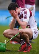 10 February 2018; A dejected Christopher McKaigue of Slaughtneil following his side's defeat in the AIB GAA Hurling All-Ireland Senior Club Championship Semi-Final match between Na Piarsaigh and Slaughtneil at Parnell Park in Dublin. Photo by Eóin Noonan/Sportsfile