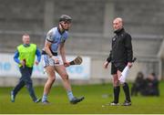 10 February 2018; Conor Boylan of Na Piarsaigh protests to linesman Seán Cleere after being shown a red card by referee John Keenan during the AIB GAA Hurling All-Ireland Senior Club Championship Semi-Final match between Na Piarsaigh and Slaughtneil at Parnell Park in Dublin. Photo by Eóin Noonan/Sportsfile