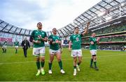 10 February 2018; Ireland players, from left, Quinn Roux, Andrew Porter, Conor Murray and Peter O’Mahony applaud the support following their side's victory in the Six Nations Rugby Championship match between Ireland and Italy at the Aviva Stadium in Dublin. Photo by David Fitzgerald/Sportsfile