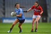 10 February 2018; Leah Caffrey of Dublin in action against Eimear Scally of Cork during the Lidl Ladies Football National League Division 1 match between Dublin and Cork at Croke Park in Dublin. Photo by Piaras Ó Mídheach/Sportsfile