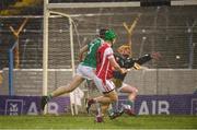 10 February 2018; Brian Fitzgerald of Cuala scores a goal past Sean Morrissey and goalkeeper Kenneth Walsh of Liam Mellows during the AIB GAA Hurling All-Ireland Senior Club Championship Semi-Final match between Liam Mellows and Cuala at Semple Stadium in Thurles, Tipperary.  Photo by Matt Browne/Sportsfile