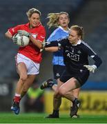 10 February 2018; Orla Finn of Cork in action against Ciara Trant and Martha Byrne, behind, of Dublin during the Lidl Ladies Football National League Division 1 match between Dublin and Cork at Croke Park in Dublin. Photo by Piaras Ó Mídheach/Sportsfile