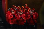 10 February 2018; Members of the Munster Rugby Supporters Choir keep warm prior to their performance before the Guinness PRO14 Round 14 match between Munster and Zebre at Thomond Park in Limerick. Photo by Diarmuid Greene/Sportsfile