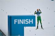 11 February 2018; Thomas Maloney Westgaard of Ireland, acknowledges supporters as he reaches the finish line of the 30km Duathlon on day two of the Winter Olympics at the Alpensia Cross-Country Skiing Centre in Pyeongchang-gun, South Korea. Photo by Ramsey Cardy/Sportsfile