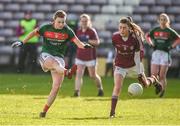 11 February 2018; Aileen Gilroy of Mayo in action against Aine McDonagh of Galway during the Lidl Ladies Football National League Division 1 Round 3 match between Galway and Mayo at Pearse Stadium in Galway. Photo by Diarmuid Greene/Sportsfile