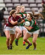 11 February 2018; Roisin Flynn of Mayo in action against Mairead Seoighe of Galway during the Lidl Ladies Football National League Division 1 Round 3 match between Galway and Mayo at Pearse Stadium in Galway.  Photo by Diarmuid Greene/Sportsfile