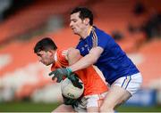 11 February 2018; Aidan Forker of Armagh in action against Barry Gilleran of Longford during the Allianz Football League Division 3 Round 3 match between Armagh and Longford at the Athletic Grounds in Armagh. Photo by Oliver McVeigh/Sportsfile