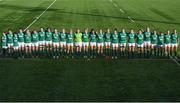 11 February 2018; The Ireland team stand for the national anthem during the Women's Six Nations Rugby Championship match between Ireland and Italy at Donnybrook Stadium in Dublin. Photo by David Fitzgerald/Sportsfile