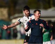 11 February 2018; Patrick Hoban of Dundalk appeals to referee Derek Tomney for a penalty during the President's Cup match between Dundalk and Cork City at Oriel Park in Dundalk, Co Louth. Photo by Seb Daly/Sportsfile