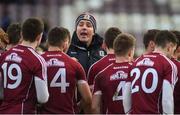 11 February 2018; Galway manager Kevin Walsh speaks to his players after the Allianz Football League Division 1 Round 3 match between Galway and Mayo at Pearse Stadium in Galway. Photo by Diarmuid Greene/Sportsfile