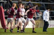 11 February 2018; Galway players Declan Kyne, Adrian Varley, goalkeeper Ruairi Lavelle, and Johnny Heaney celebrate after the Allianz Football League Division 1 Round 3 match between Galway and Mayo at Pearse Stadium in Galway. Photo by Diarmuid Greene/Sportsfile