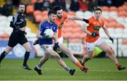 11 February 2018; Barry McKeon of Longford in action against Aaron Findon of Armagh during the Allianz Football League Division 3 Round 3 match between Armagh and Longford at the Athletic Grounds in Armagh. Photo by Oliver McVeigh/Sportsfile