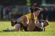 11 February 2018; Aaron Morgan of Down in action against David Murray of Roscommon during the Allianz Football League Division 2 Round 3 match between Roscommon and Down at Dr. Hyde Park in Roscommon. Photo by Daire Brennan/Sportsfile