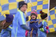 11 February 2018; Roscommon supporter Ella Bailey, aged 10, from Kilteevan, Co Roscommon, waits for her side to enter the field ahead of the Allianz Football League Division 2 Round 3 match between Roscommon and Down at Dr. Hyde Park in Roscommon. Photo by Daire Brennan/Sportsfile