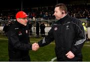 11 February 2018; Tyrone manager Mickey Harte, left, and Kildare manager Cian O'Neill after the Allianz Football League Division 1 Round 3 match between Kildare and Tyrone at St Conleth's Park in Newbridge, Kildare. Photo by Piaras Ó Mídheach/Sportsfile