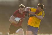 11 February 2018; Brendan McArdle of Down in action against Diarmuid Murtagh of Roscommon during the Allianz Football League Division 2 Round 3 match between Roscommon and Down at Dr. Hyde Park in Roscommon. Photo by Daire Brennan/Sportsfile