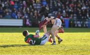 11 February 2018; Cillian O'Connor of Mayo and Eoghan Kerin of Galway tussle off the ball during the Allianz Football League Division 1 Round 3 match between Galway and Mayo at Pearse Stadium in Galway. Photo by Diarmuid Greene/Sportsfile