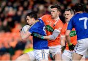 11 February 2018; Darren Gallagher of Longford in action against Ethan Rafferty of Armagh during the Allianz Football League Division 3 Round 3 match between Armagh and Longford at the Athletic Grounds in Armagh. Photo by Oliver McVeigh/Sportsfile
