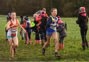 10 February 2018; Eventual winner Faye McEvoy of Ballyroan Abbeyleix and District AC, Co Laois, right, competing in the Girls U13 event, alongside Ellen Mannion of Ennis Track AC, Co Clare, during the Irish Life Health Intermediates, Masters, Juvenile B & Juvenile XC Relays at Kilcoran Estate in Clainbridge, County Galway. Photo by Sam Barnes/Sportsfile