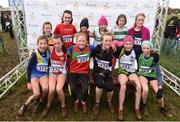 10 February 2018; Girls U13 medallists during the Irish Life Health Intermediates, Masters, Juvenile B & Juvenile XC Relays at Kilcoran Estate in Clainbridge, County Galway. Photo by Sam Barnes/Sportsfile