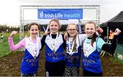 10 February 2018; The Ratoath AC Team, Co Meath, celebrate after winning gold in the Girls U12 Inter Club Relay event during the Irish Life Health Intermediates, Masters, Juvenile B & Juvenile XC Relays at Kilcoran Estate in Clainbridge, County Galway. Photo by Sam Barnes/Sportsfile