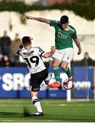 11 February 2018; Graham Cummins of Cork City in action against Ronan Murray of Dundalk during the President's Cup match between Dundalk and Cork City at Oriel Park in Dundalk, Co Louth. Photo by Seb Daly/Sportsfile