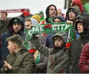 11 February 2018; Cork City supporters during the President's Cup match between Dundalk and Cork City at Oriel Park in Dundalk, Co Louth. Photo by Seb Daly/Sportsfile