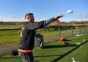 12 February 2018; Dave Kolcoyne throws a snowball prior to Munster Rugby squad training at the University of Limerick in Limerick. Photo by Diarmuid Greene/Sportsfile