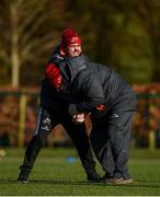 12 February 2018; Defence coach JP Ferreira and kitman Tony Mullins wrestle for possession of a ball during Munster Rugby squad training at the University of Limerick in Limerick. Photo by Diarmuid Greene/Sportsfile