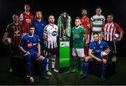 13 February 2018; In attendance during the SSE Airtricity League Launch 2018 are, Premier Division Players, from left, Derek Pender of Bohemians, Ian Bermingham of St. Patricks Athletic, John Martin of Waterford, Hugh Douglas of Bray Wanderers, Stephen O'Donnell of Dundalk, Conor McCormack of Cork City, Rafael Cretaro of Sligo Rovers, Eoin Wearen of Limerick, Trevor Clarke of Shamrock Rovers and Gavin Peers of Derry City. The launch took place at the Aviva Stadium in Dublin. Photo by Sam Barnes/Sportsfile