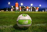 13 February 2018; A general view of an official match ball as the Republic of Ireland team warm up prior to the Under 17 International Friendly match between the Republic of Ireland and Turkey at Eamonn Deacy Park in Galway. Photo by Diarmuid Greene/Sportsfile