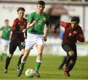 13 February 2018; Troy Parrott of Republic of Ireland in action against Serkan Bakan of Turkey during the Under 17 International Friendly match between the Republic of Ireland and Turkey at Eamonn Deacy Park in Galway. Photo by Diarmuid Greene/Sportsfile