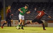 13 February 2018; Troy Parrott of Republic of Ireland in action against Atakan Gunduz of Turkey during the Under 17 International Friendly match between the Republic of Ireland and Turkey at Eamonn Deacy Park in Galway. Photo by Diarmuid Greene/Sportsfile