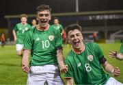 13 February 2018; Troy Parrott of Republic of Ireland, left, celebrates with team-mate Barry Coffey after scoring his side's equalising goal during the Under 17 International Friendly match between the Republic of Ireland and Turkey at Eamonn Deacy Park in Galway. Photo by Diarmuid Greene/Sportsfile