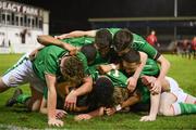 13 February 2018; Troy Parrott of Republic of Ireland is congratulated by team-mates after scoring his side's equalising goal during the Under 17 International Friendly match between the Republic of Ireland and Turkey at Eamonn Deacy Park in Galway. Photo by Diarmuid Greene/Sportsfile