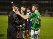 13 February 2018; Goalkeeper Kian Clarke, Ray O'Sullivan and goalscorer Troy Parrott of Republic of Ireland after the Under 17 International Friendly match between the Republic of Ireland and Turkey at Eamonn Deacy Park in Galway. Photo by Diarmuid Greene/Sportsfile